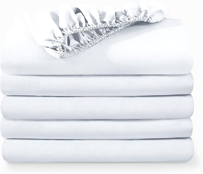 Bare Home 5-Pack Fitted Bottom Sheets Twin - Premium 1800 Ultra-Soft Wrinkle Resistant Microfiber - Deep Pocket (Twin, White)