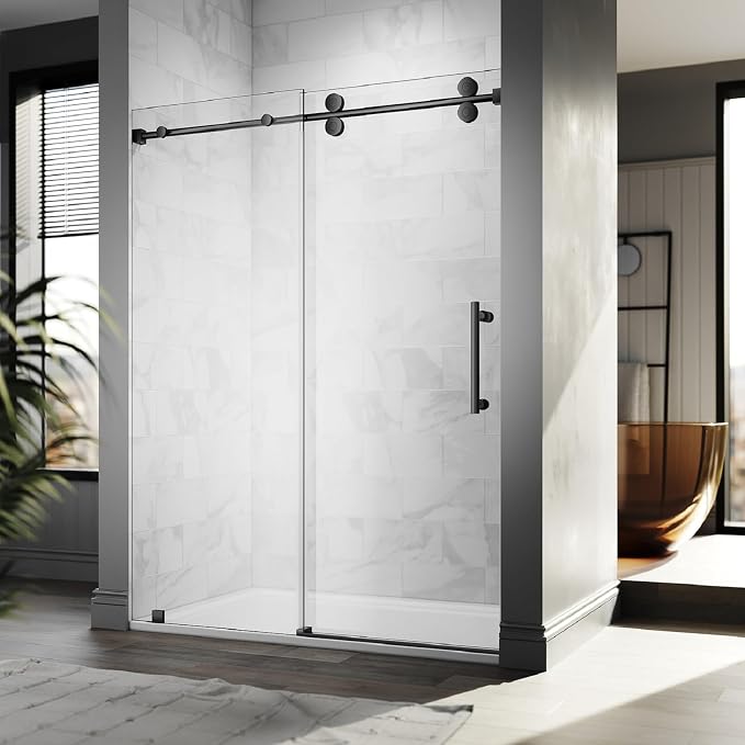 56-60 Inch x 80 Inch Sliding Frameless Shower Door, 3/8" Tempered Glass - Image 7