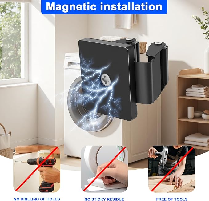 Strong Magnetic Mop Broom Holder, 2 Pack Heavy Duty Magnetic Mop Hanger - Image 2