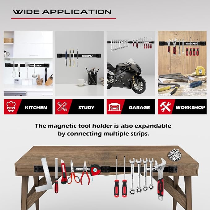 SEDY Magnetic Tool Holder Storage Organizer: 7-Piece Garage Wall Mount Rack - Image 7
