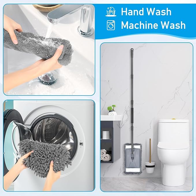 Wall Cleaner Mop Replacement Head, 2 Pack Chenille Reusable Dust Mop Pads - Image 5