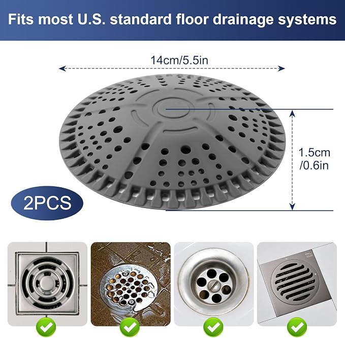 Shower Drain Hair Catcher 5.5 in Round Bathroom Sink Drain Strainer - Image 3