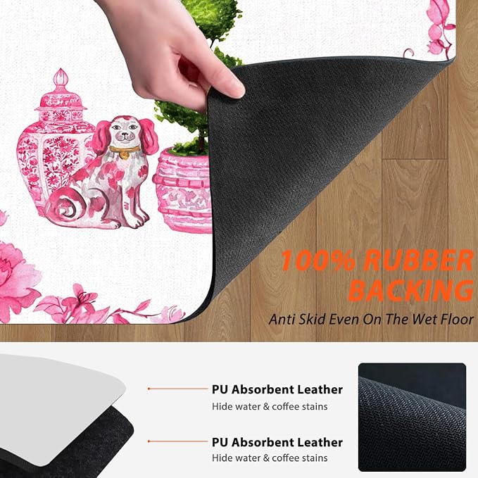 Pink Chinoiserie Dish Drying Mat - Image 7