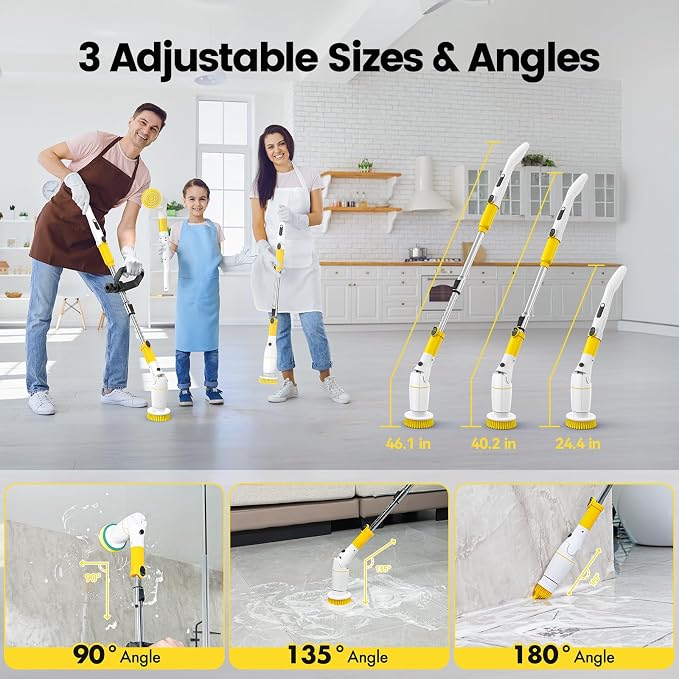 Electric Spin Scrubber, Cordless Cleaning Brush Shower Scrubber Up to 550 RPM - Image 8