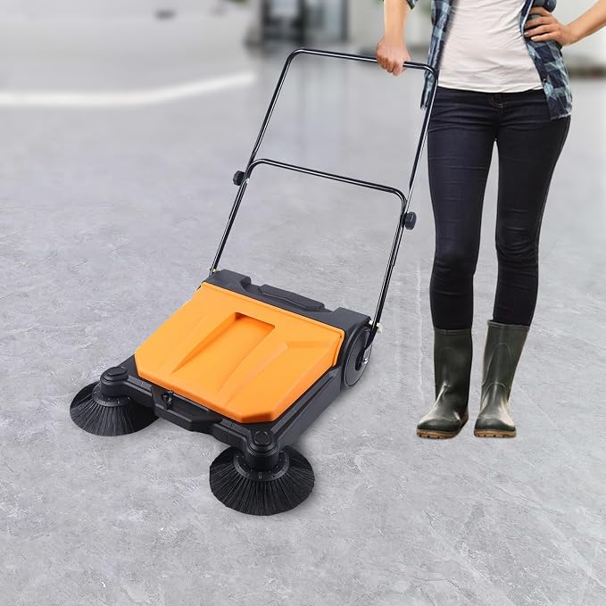 Walk Behind Outdoor Push Sweeper, 26 Inch 15L Walk-Behind Outdoor and Indoor - Image 8