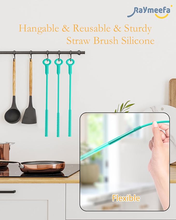 Extra Long Straw Cleaner Brush, Reusable and Soft Silicone Straw Cleaning Brush - Image 6