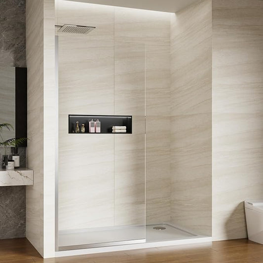 Shower Screen 36" x 76" Half Frameless Shower Wall Panel, Tempered Glass 3/8 by ViivppaiShowerDoors