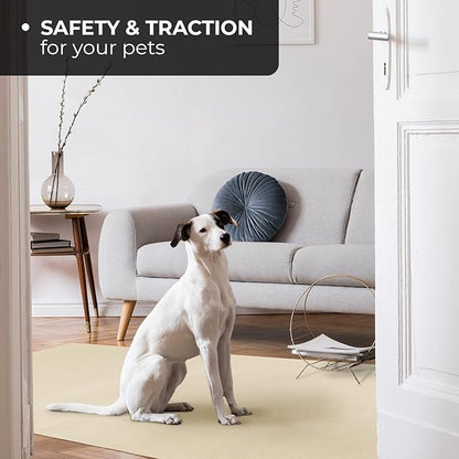 House, Home and More Skid-Resistant Carpet Indoor Area Rug Floor Mat - Ivory Cream - 6 Ft X 6 Ft - Non Slip Rubber Backing, Stain Resistant, Dog Friendly, Living Room Bedroom Kitchen Entryway