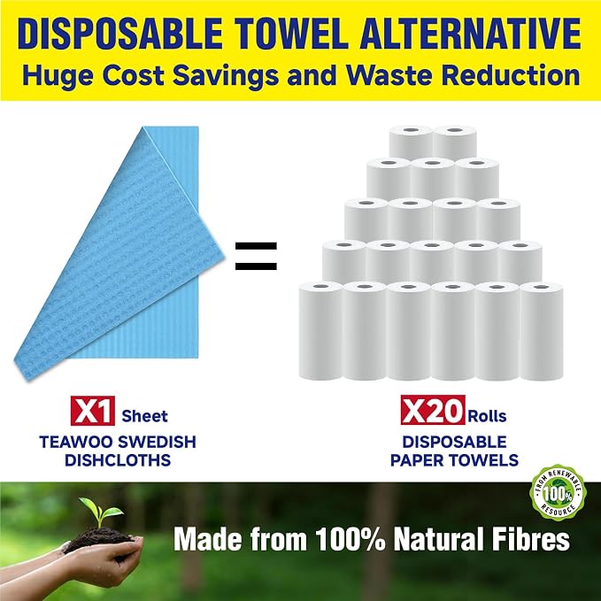 Swedish Dishcloths, 10 Pack, Ultra Absorbent Cellulose Kitchen Cloths, Reusable - Image 5
