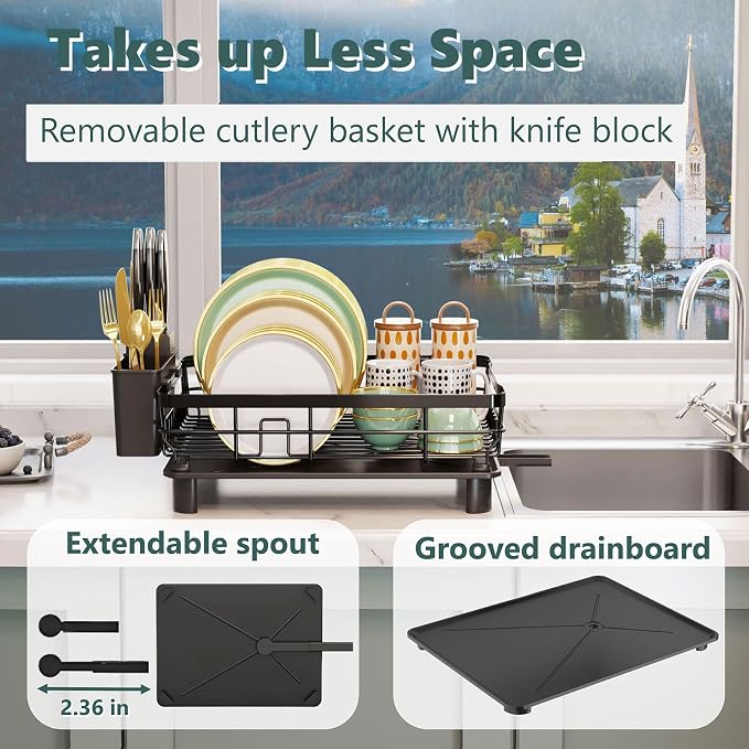 Iron Dish Drying Rack with Drainboard Dish Drainers - Image 3