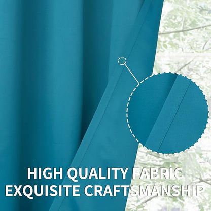 BGment Peacockblue Blackout Curtains 54 Inch Length for Bedroom - Short Thermal Insulated Window Drapes Room Darkening with Rod Pocket for Kitchen Bathroom Living Room, 42 x 54 Inch, 2 Panels