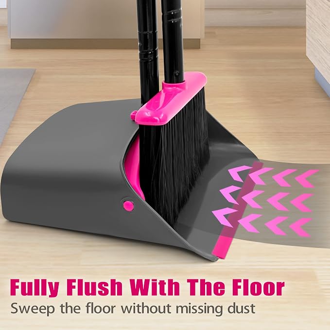JEHONN Broom with Dustpan Combo Set, Long Handle Lightweight Indoor Broom Set - Image 4