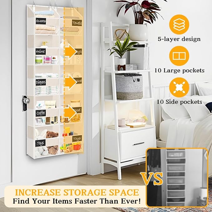 Over the Door Organizer, 5-Tier Extra Large Storage - Image 3