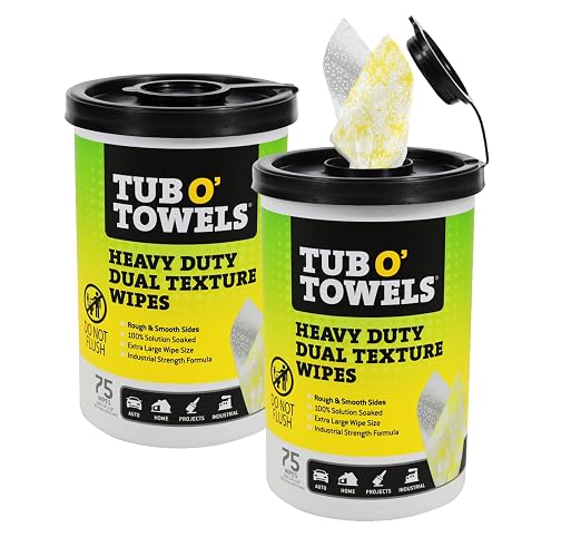 Tub O’ Towels TW75 Heavy-Duty 10" x 12" Size Multi-Surface Cleaning Wipes by TubOTowels