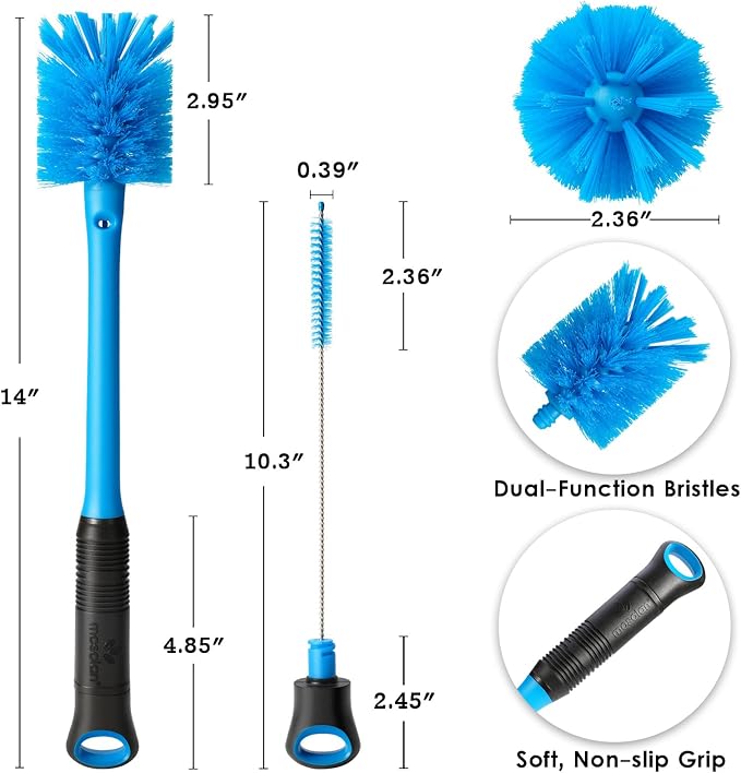 2-in-1 Water Bottle Brush and Straw Cleaner Brush, Long Handle Scrub Brush - Image 6