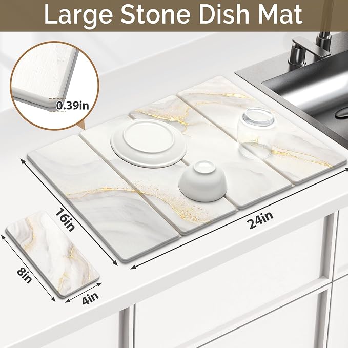 2 PCS Large Stone Dish Drying Mat - Image 2