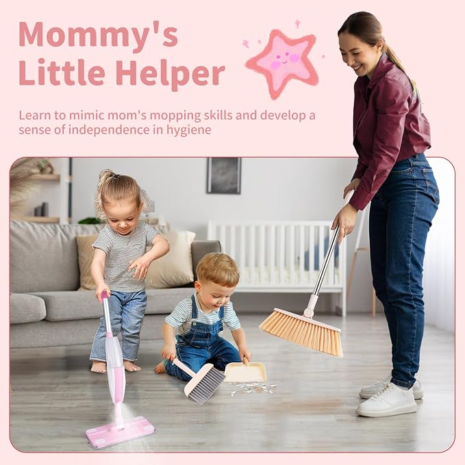 Kids Spray Mop, Toddler Mop Cleaning Set, Real Working Mini Mop & Kids Broom - Image 6