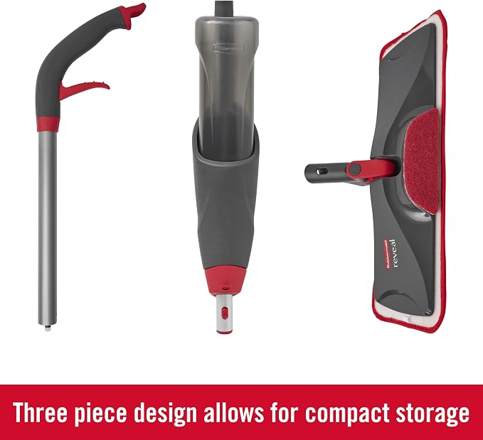 Rubbermaid Reveal Spray Mop Floor Cleaning Kit, 3 Reusable Microfiber Wet Pads - Image 3