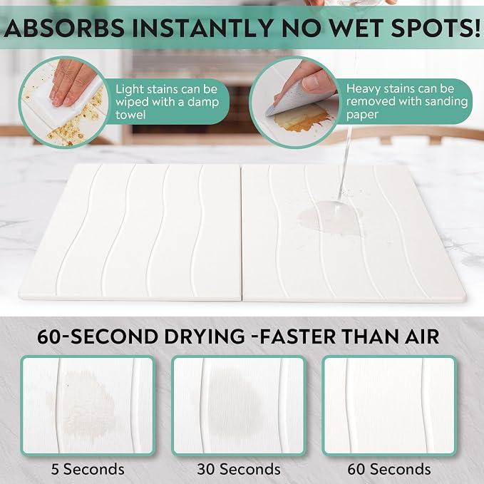 Large Stone Drying Mat for Kitchen Counter, 24x16 Foldable Self Stone Dish - Image 4