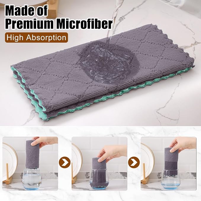 Mordimy 12 Pack Kitchen Towels, Super Soft and Absorbent Dish Towels, Coral - Image 3