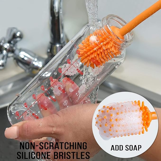 12.5" Silicone Bottle Brush & Straw Cleaner Brush Set | Water Bottle Cleaner - Image 6