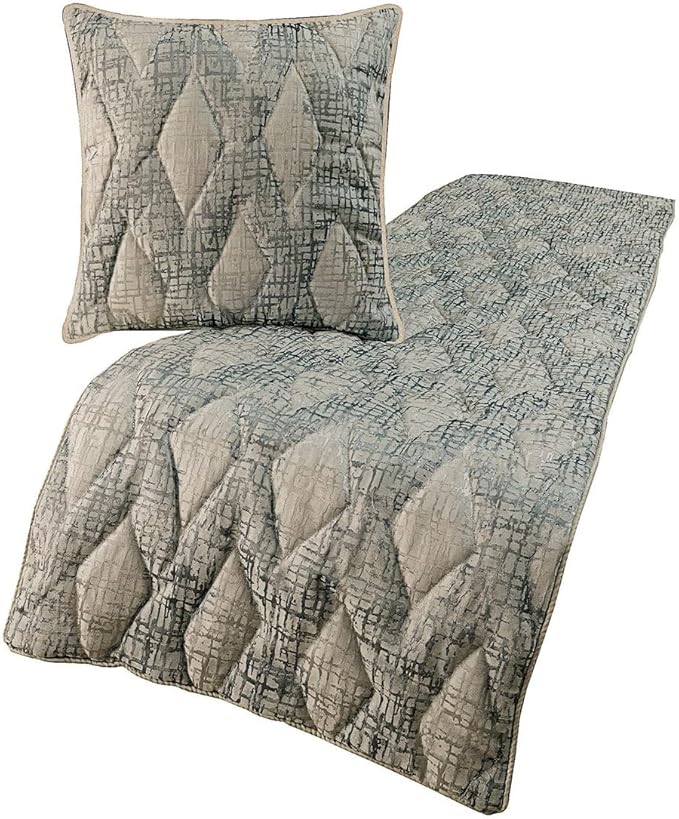 The HomeCentric King Queen Twin Grey Decorative Twin 53"x18" Bed Runner Without Pillow Cover, Quilted Bed Scarf on Jacquard Fabric - Graphitti Grey