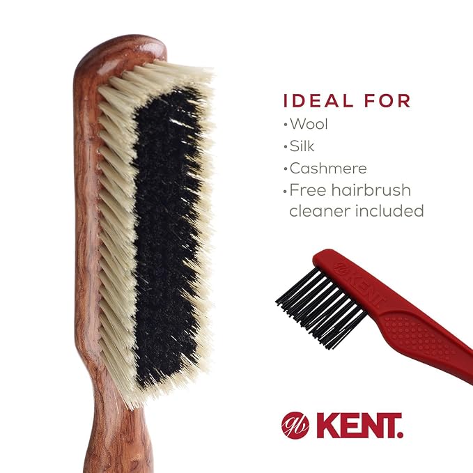 Kent CP6 Clothes Brush. 100% Natural Black & White Boar Bristle Lint Remover - Image 5