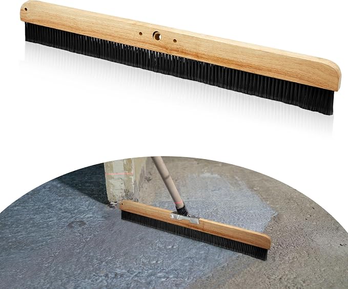 1 Pack 24 Inch Concrete Broom Finishing Tools Wood Backed, Polypropylene by Yiyiring