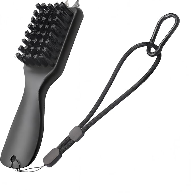Golf Club Cleaner Brush with Rope and Metal Clasp, Stiff Bristles Shoe by ZUHSA