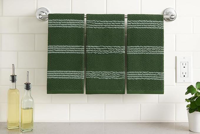 Serafina Home Dark Forest Green Kitchen Hand Dish Towels: Oversized 18" x 28" - Image 2