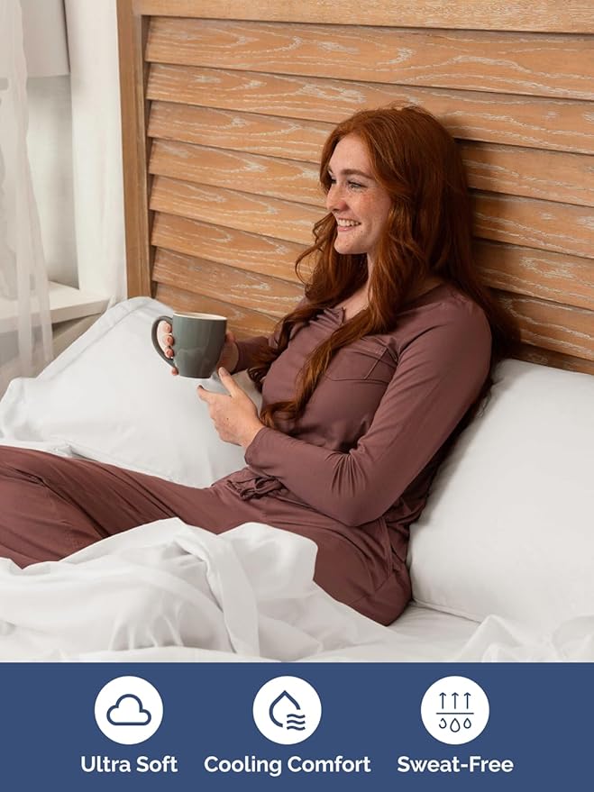 Extra Deep Pocket Split King Sheets - 5 Piece Breathable Cooling Bed Sheets - Hotel Luxury Sheet Set - Soft, Wrinkle Free & Comfy - Easily Fits Extra Deep Mattresses - Deep Pocket Antique White Sheets