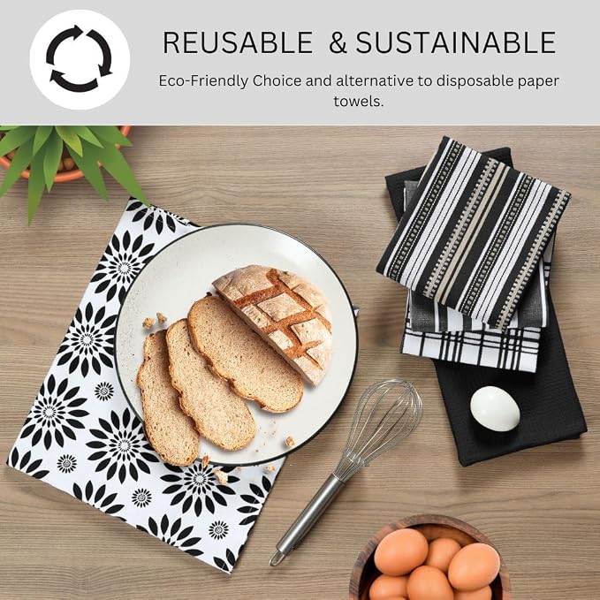 Assorted Kitchen Towels Large 16x26 Inch 100% Cotton Set of 5 - Image 4