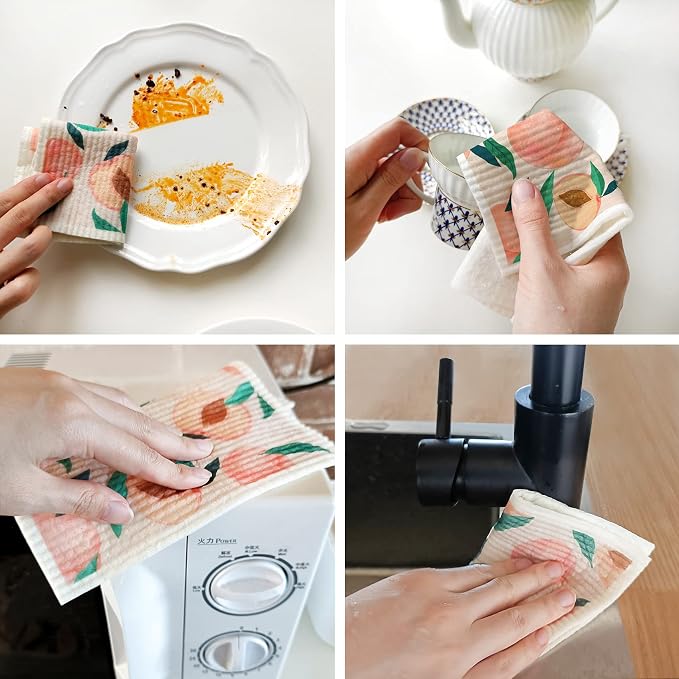 Morigins Mixed Fruit Swedish Kitchen Dishcloths Reusable Dish Towels Absorbent - Image 5