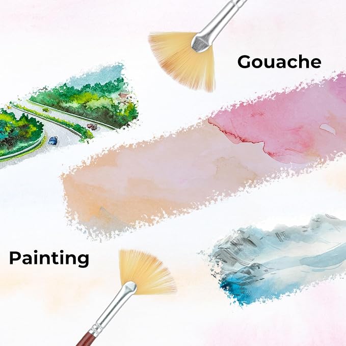 6 Pieces Fan Brush, Fan Brush for Painting, Artist Acrylic Paint Brushes Set - Image 5