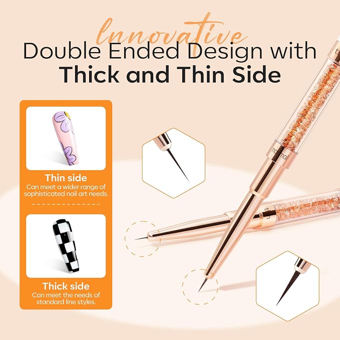 modelones Nail Art Brushes, Super Fine Liner Nail Brush Kit Dual-ended - Image 4