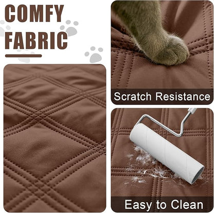 Smiry Waterproof Dog Bed Cover Blanket 68x82, Soft Reversible Pet Blanket, Washable Leakproof Cats Dogs Couch Cover for Sofa, Couch, Furniture, Lattice, Brown/Beige