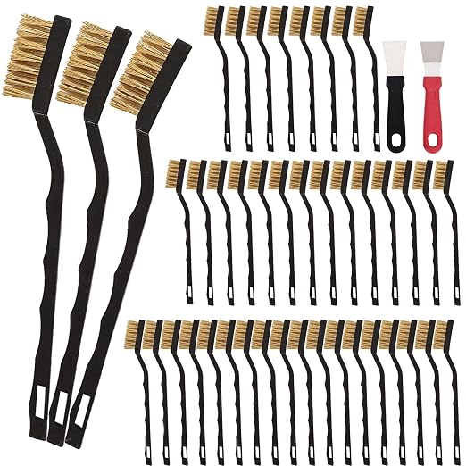 Mini Wire Brush Pure Brass Copper Wire Brush Set, Curved Handle Masonry Brush by Unknown