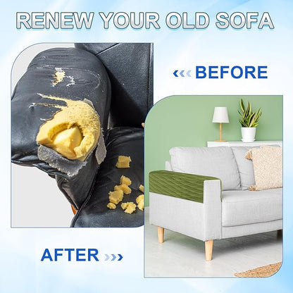 uxcell 3 PCS Armrest Covers, Couch Arm Cover Furniture Protect Slide Recliner Chair Armchair Covers with Side Storage Pocket for Sofa Recliner, Lake Blue