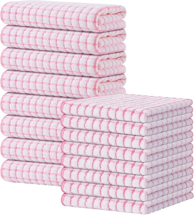 Kitinjoy Cotton 16 Pack Kitchen Towels and Dishcloths Sets, 16 x 25 Inch & 12 X by Kitinjoy