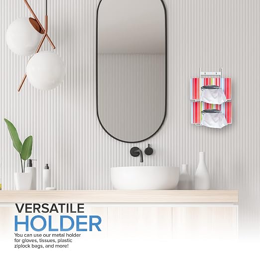 Stock Your Home (White Metal Double Gloves Dispenser, Tissue Box Shelf - Image 6