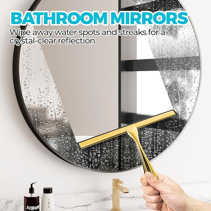 2PACK 12-Inch Golden All-Purpose Shower Squeegee - Image 4