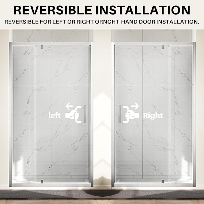 WinZo 41-42" W ×72" H Pivot Shower Door, 1/4" SGCC Clear Tempered Glass Shower - Image 7