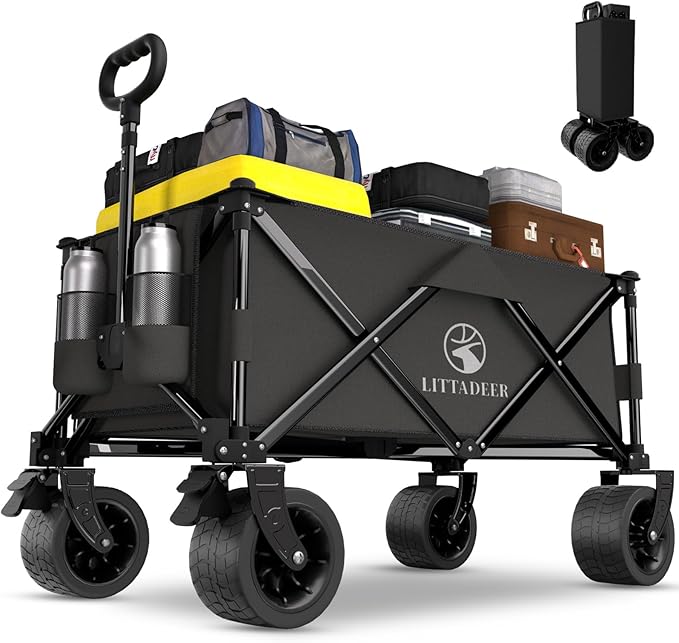 Collapsible Wagon Cart with Silent All-Terrain Wheels, Foldable Heavy Duty by Unknown