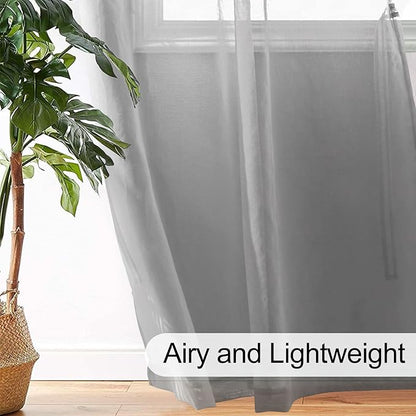 XWZO Grey Sheer Curtains for Bedroom, Light Filtering Voile Textured Drapes, Grommet Tieback Extra Wide Window Curtains for Living Room, Home Office, Kids' Room, 70 x 84 Inch, Set of 2 Panels