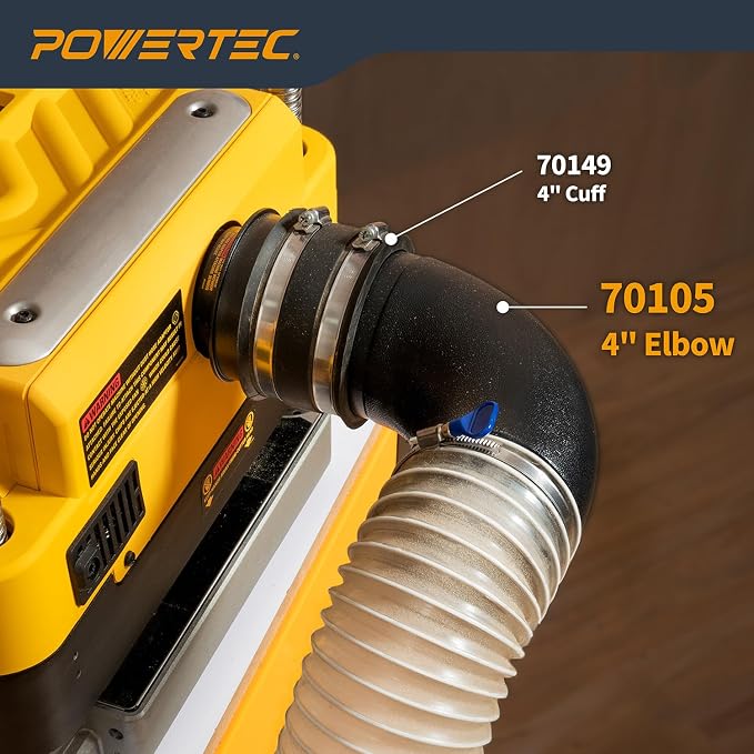 POWERTEC 70105 4" Elbow Dust Hose Connector, 90 Degree Elbow - Image 8