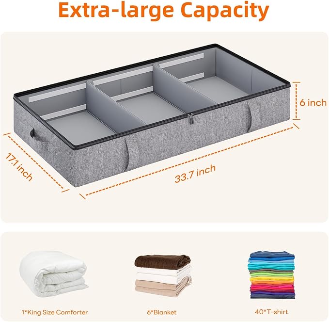 Vailando Under Bed Storage, 2 Pack Under Bed Storage Containers - Image 5