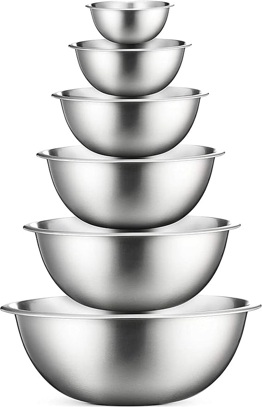 FineDine Stainless Steel Mixing Bowls Set, Dishwasher Safe, 6 Piece Metal by FINEDINE