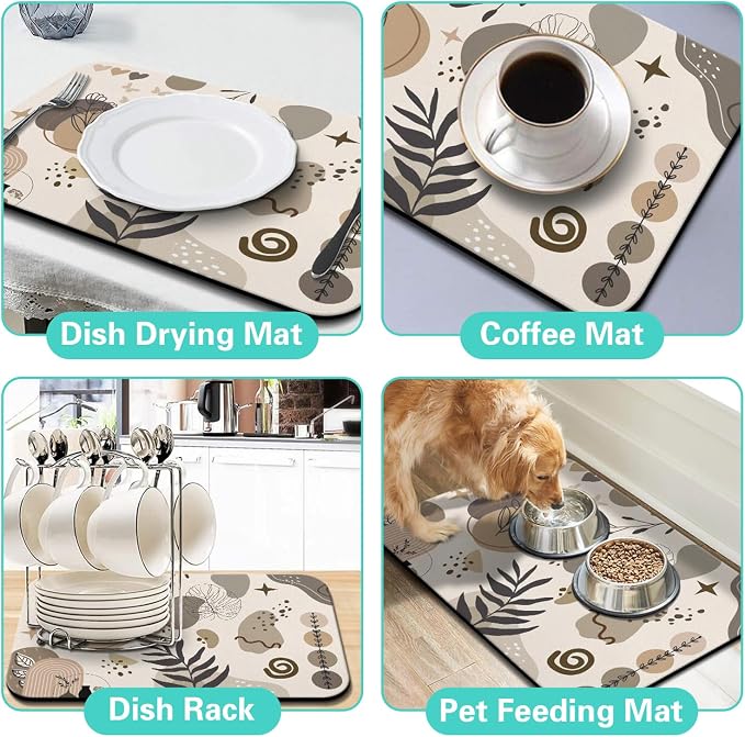 Dish Drying Mat for Kitchen Counter Matt, Super Absorbent Non-slip Rubber Backed - Image 6