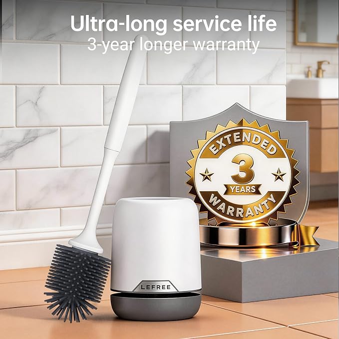 Lefree Silicone Toilet Brush and Holder, Bathroom Cleaner Brush Set, Non-Slip - Image 2
