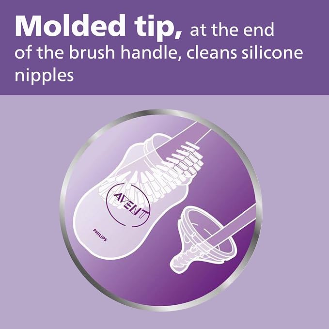 Philips AVENT Baby Bottle Brush | Nipple Cleaning | Grey | Pack of 2 | SCF145/18 - Image 4